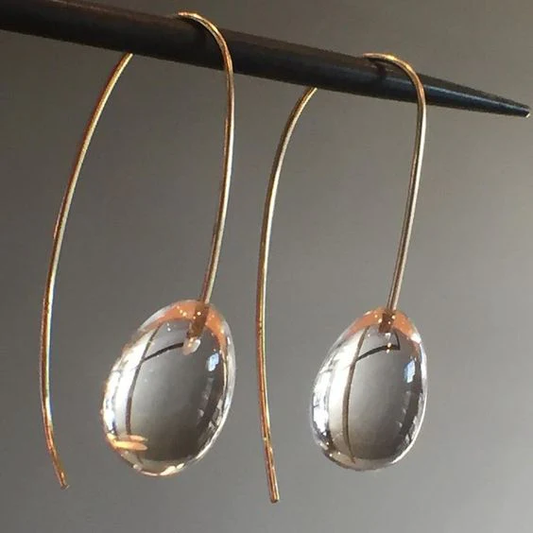 Vintage Grey Crystal Drop Earrings-EllyBoutique