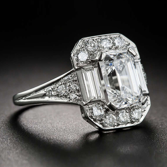 Vintage Square Zirconia Silver Ring-EllyBoutique