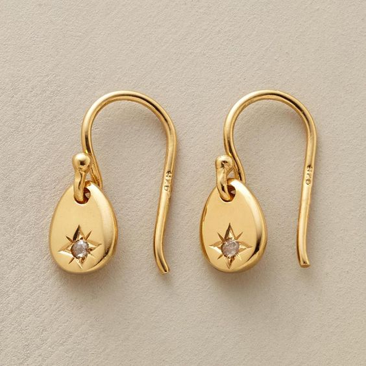 Vintage Gold Star Drop Earrings-EllyBoutique