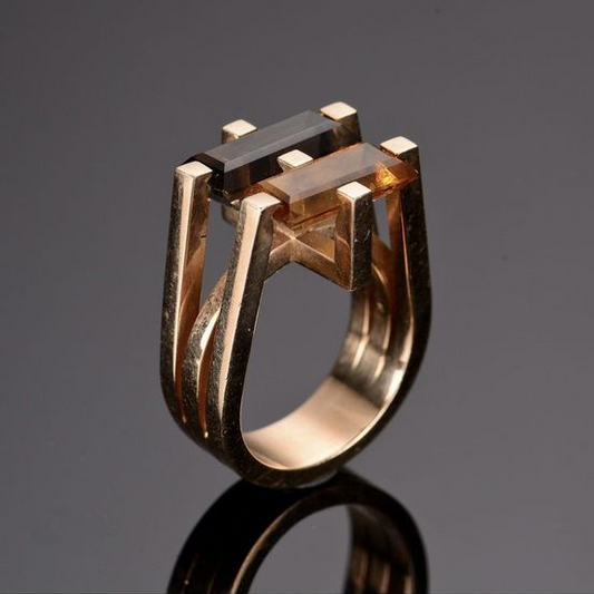 Shiny Ring with Vintage Gold Crystals-EllyBoutique