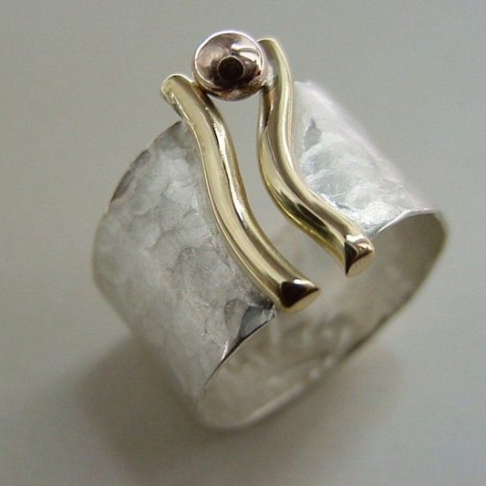 Vintage Gold Hand and Silver Ring-EllyBoutique