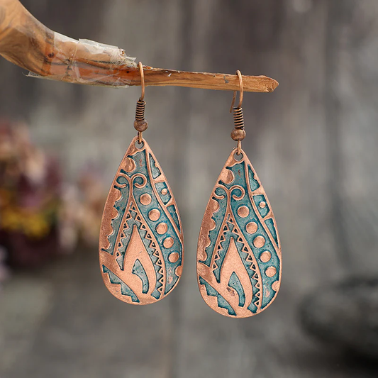 Vintage Dangling Bronze Drop Earrings-EllyBoutique