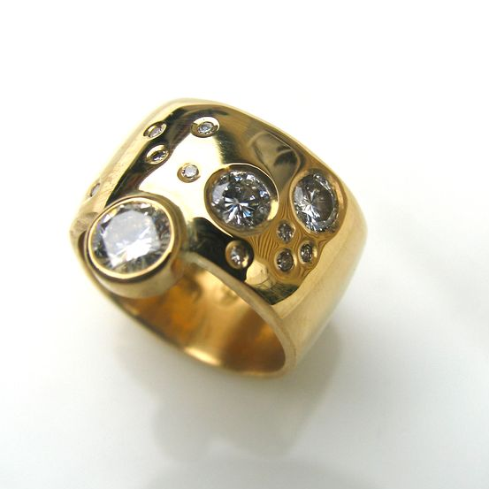 Vintage Gold Inlaid Stones Ring-EllyBoutique