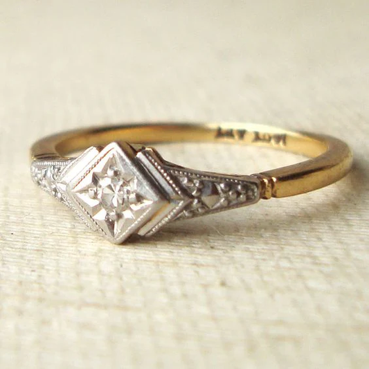 Vintage Glass Star Gold Ring-EllyBoutique