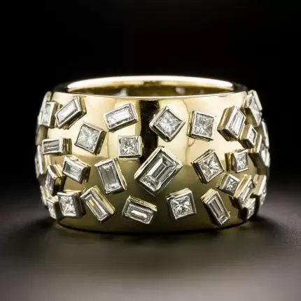 Vintage Inlaid Glass Gold Ring-EllyBoutique