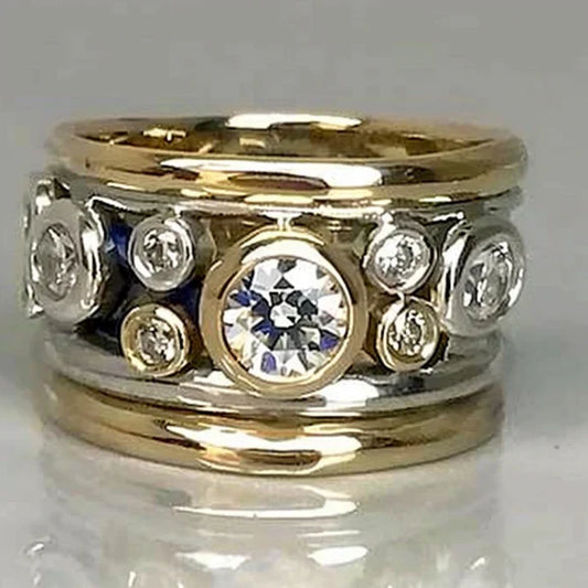 Vintage Inlaid Layered Zirconia Ring-EllyBoutique