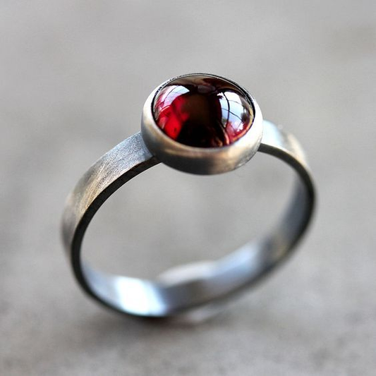 Vintage Red Inlaid Bright Stone Ring-EllyBoutique