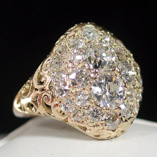 Vintage Bright Rounded Gold Ring-EllyBoutique
