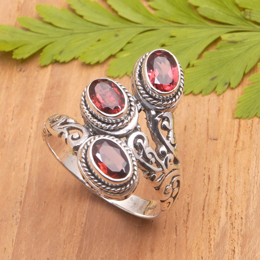 Vintage Open Red Crystal Ring-EllyBoutique