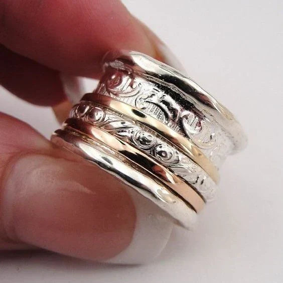 Vintage Gold & Silver Fine Ring-EllyBoutique