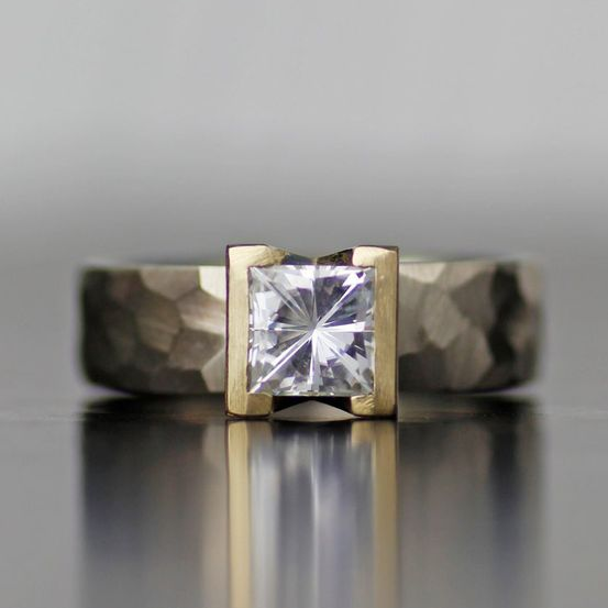 Vintage Silver & Gold Inlaid Glass Ring-EllyBoutique