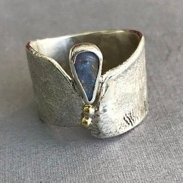 Vintage Open Blue Opal Drop Ring-EllyBoutique