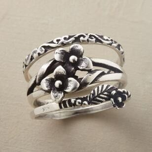Vintage Silver Flower Layered Ring-EllyBoutique