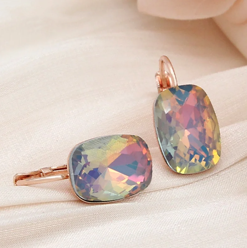Elegant Colorful Rounded Opal Earrings-EllyBoutique