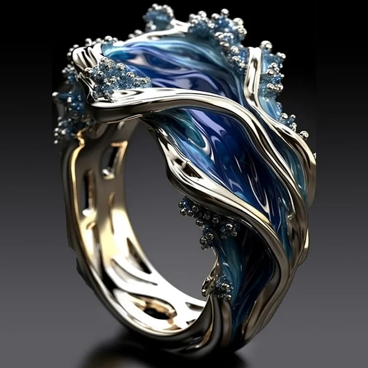 Vintage Golden Ocean Wavy Ring-EllyBoutique