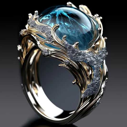 Vintage Ocean Crystal Ring-EllyBoutique