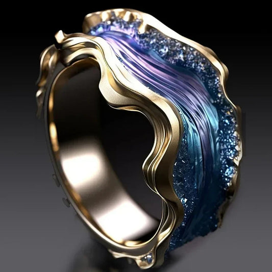Vintage Golden Ocean Ring-EllyBoutique
