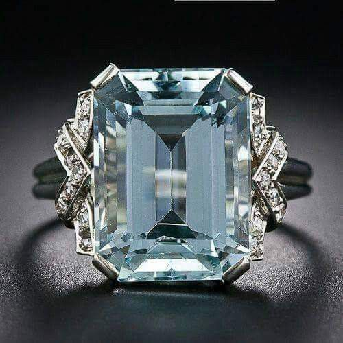 Vintage Blue Cubic Crystal Ring-EllyBoutique