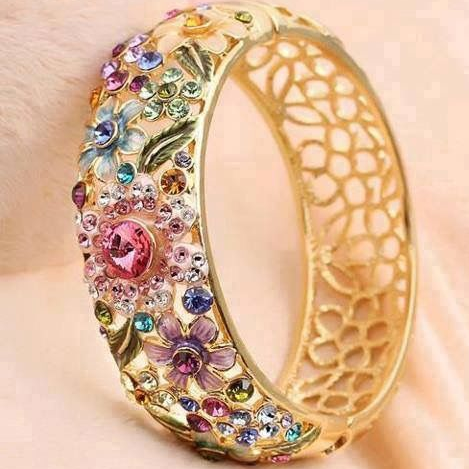 Vintage Golden Colorful Crystal Hollow Ring-EllyBoutique