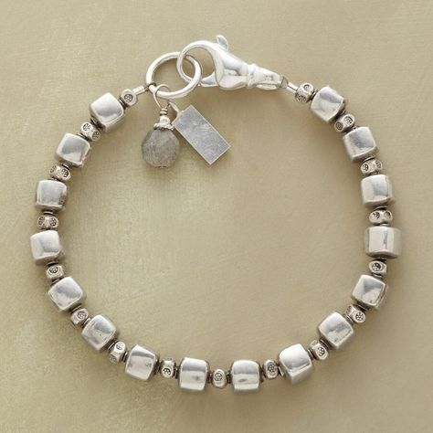 Vintage Silver Cubic Beads Bracelet-EllyBoutique