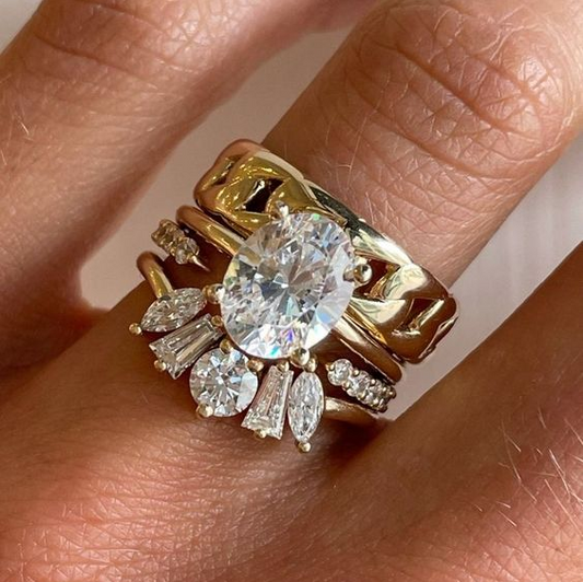 Vintage Luxury Golden Zirconia Ring Set-EllyBoutique