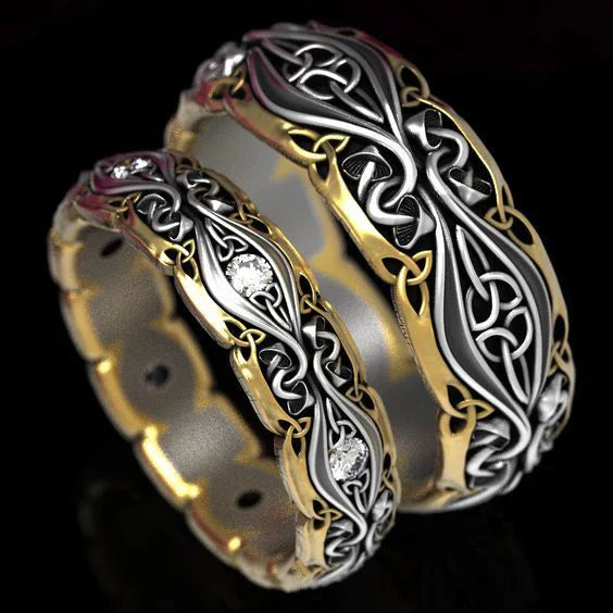 Vintage Couple Gold & Silver Ring-EllyBoutique