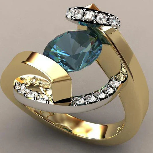 Vintage Blue Gold Ring-EllyBoutique