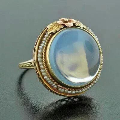 Vintage Rounded Moonstone Ring-EllyBoutique