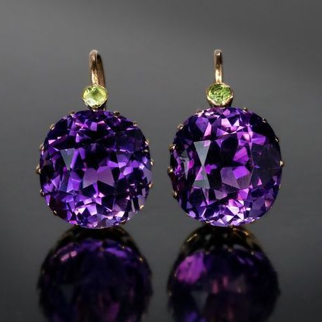Vintage Purple Rounded Zirconia Earrings-EllyBoutique