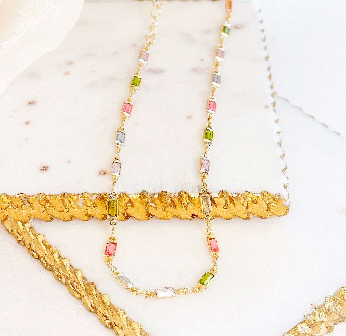 Isabella MultiColor CZ Stone Necklace-EllyBoutique