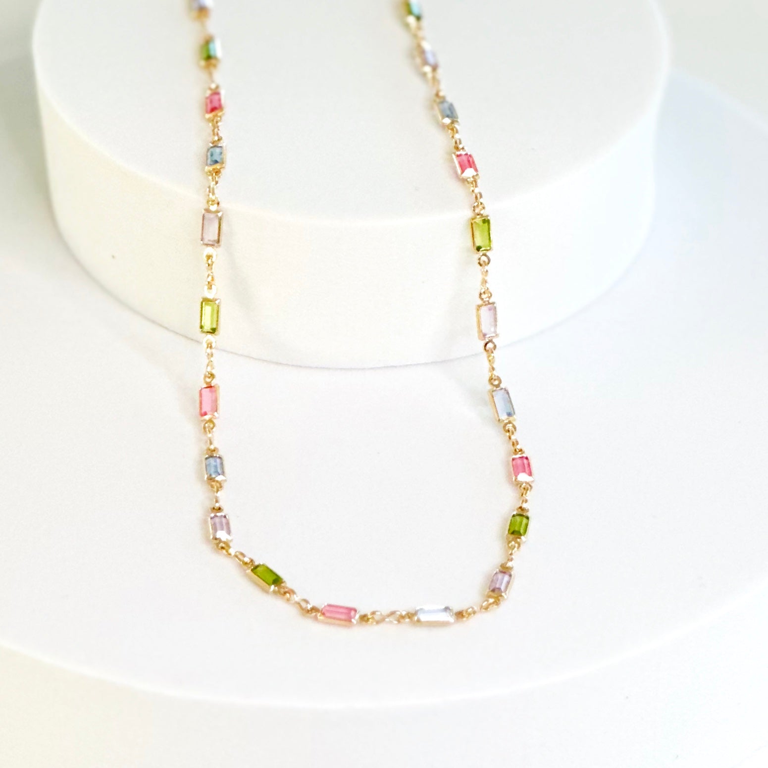 Isabella MultiColor CZ Stone Necklace-EllyBoutique