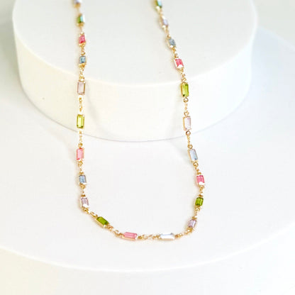 Isabella MultiColor CZ Stone Necklace-EllyBoutique