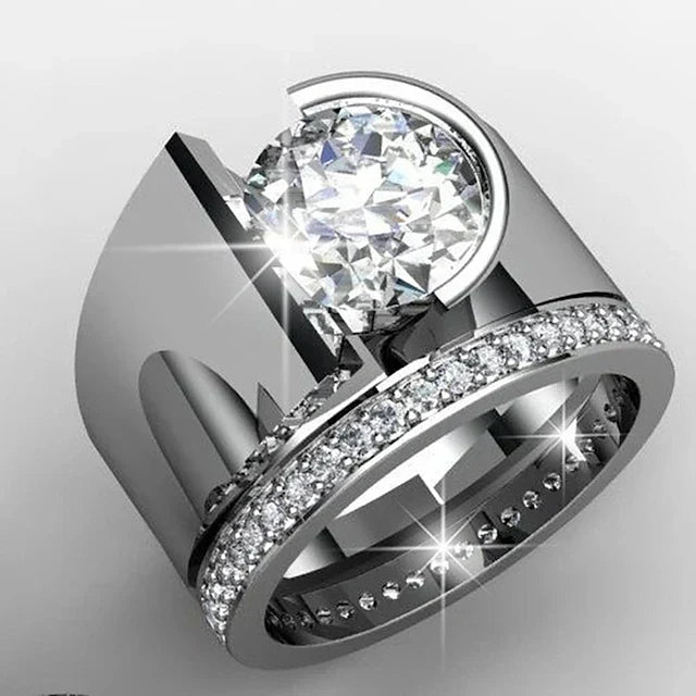 Vintage Bright Zirconia Silvered Ring-EllyBoutique