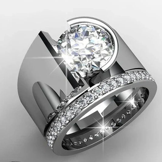 Vintage Bright Zirconia Silvered Ring-EllyBoutique