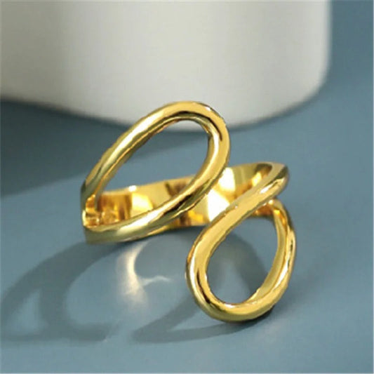 Retro Gold Timeless Curved Open-Loop Style Ring-EllyBoutique