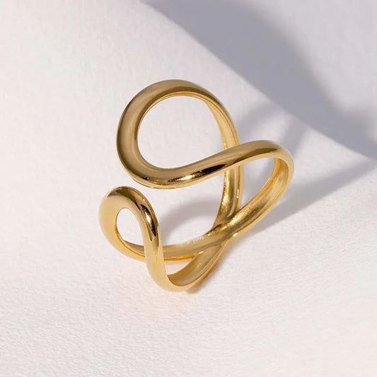 Gold Curved Loop Adjustable Ring-EllyBoutique