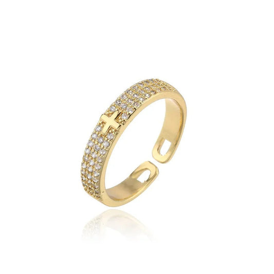 Gold Sparkling Faith Resizable Ring-EllyBoutique