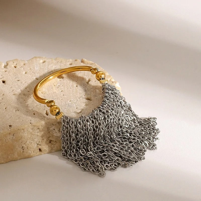 Gold & Silver Fringe Chain Adjustable Ring-EllyBoutique