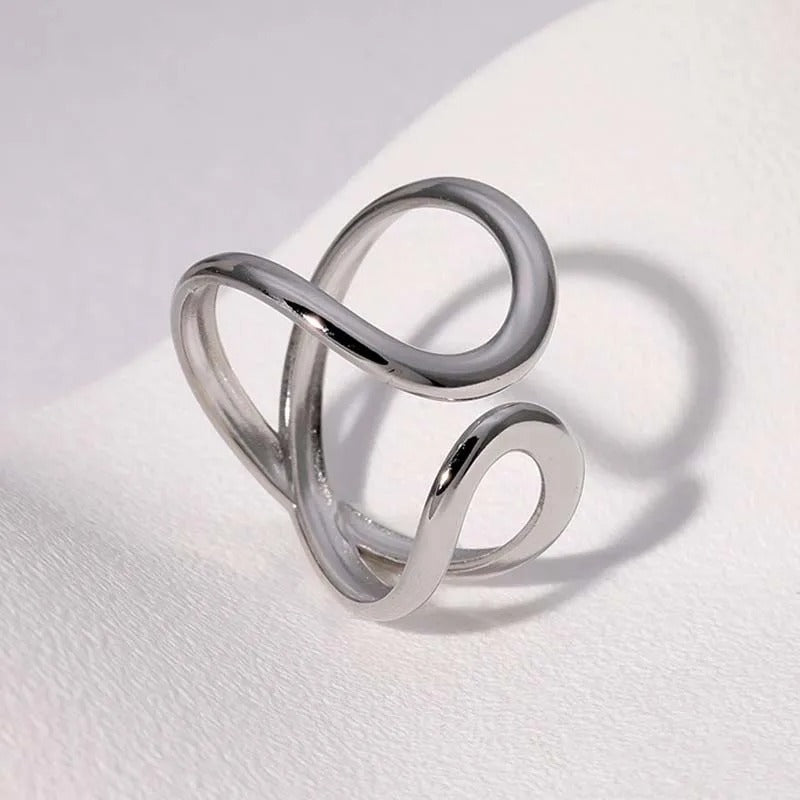 Artistic Silver Infinite Twist Adjustable Ring-EllyBoutique