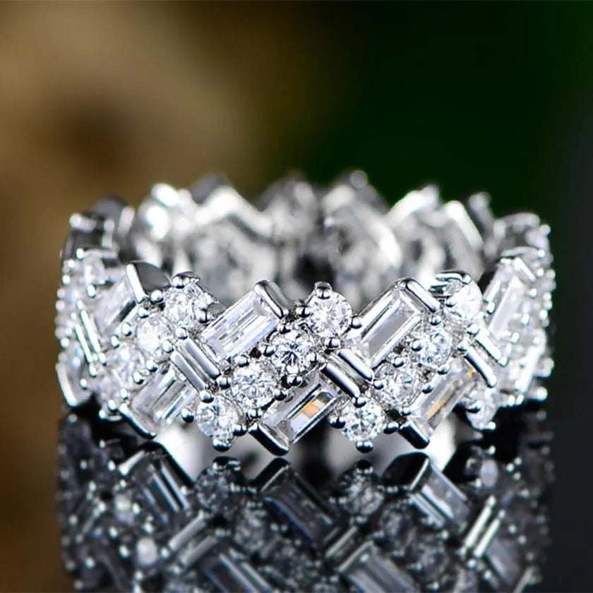 Sparkling Diamond Baguette Eternity Ring-EllyBoutique