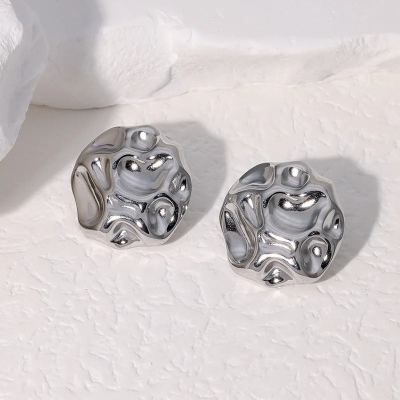 Abstract Wavy Texture Silver Earrings-EllyBoutique