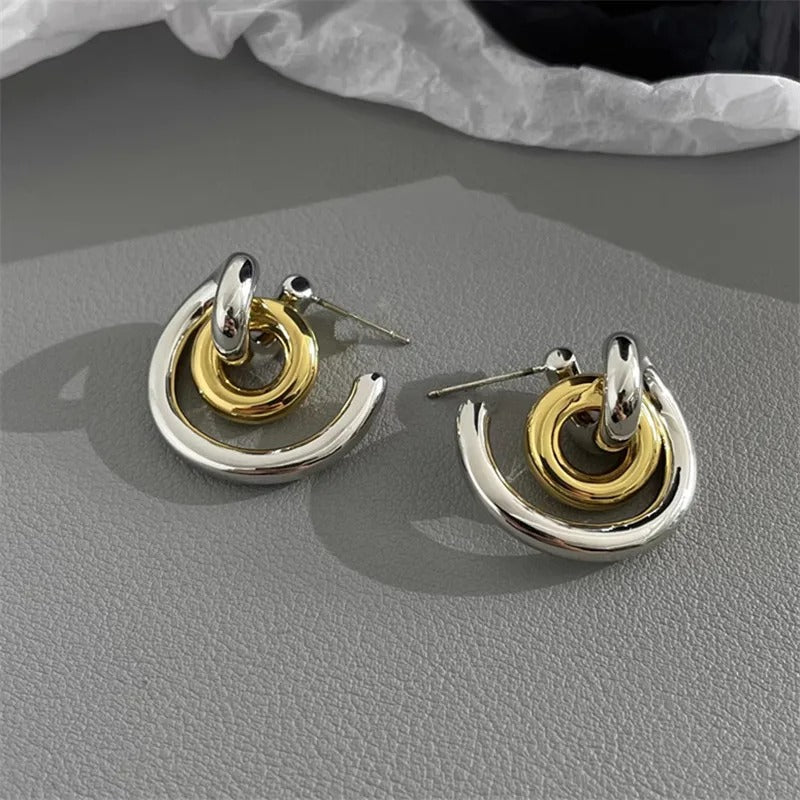 Vintage C-Shaped Gold Classic Stud Earrings-EllyBoutique