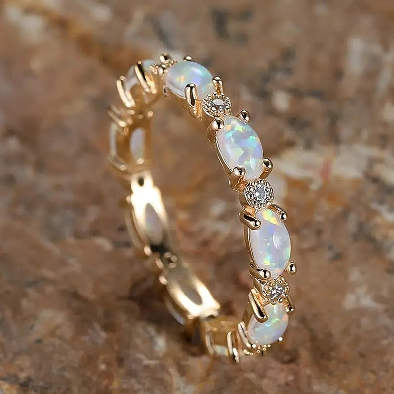 Vintage Gold Opal Eternity Ring-EllyBoutique
