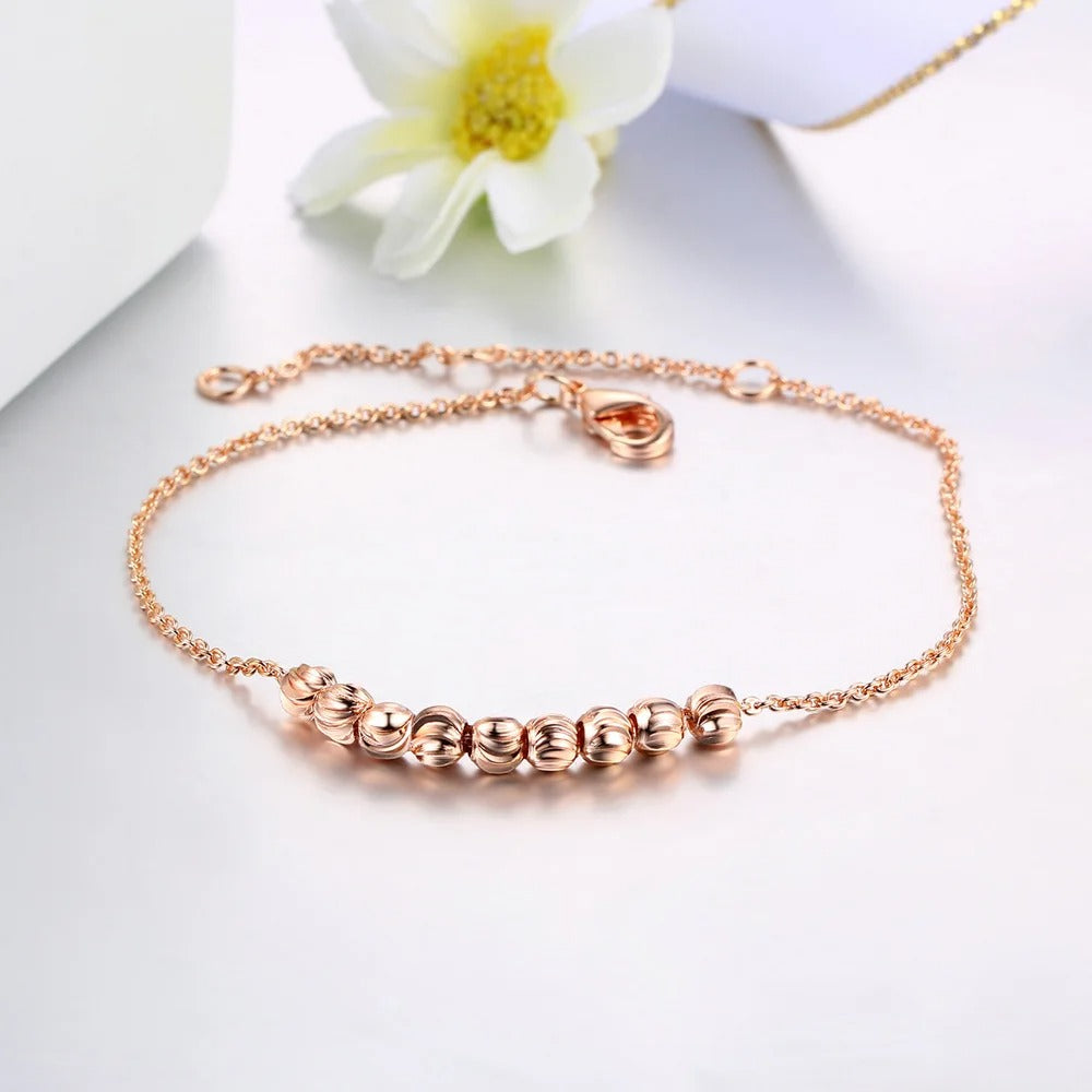 Classic Rose Gold Smooth Round Bead Bracelet-EllyBoutique