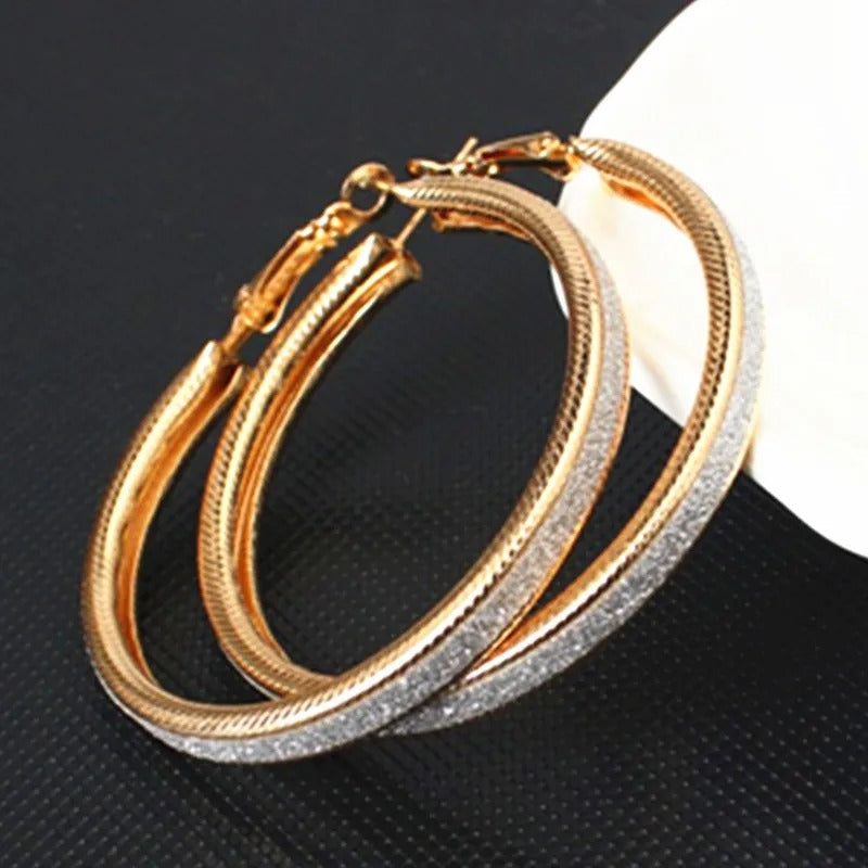 Vintage Two-Tone Gold & Silver Hoop Earrings-EllyBoutique