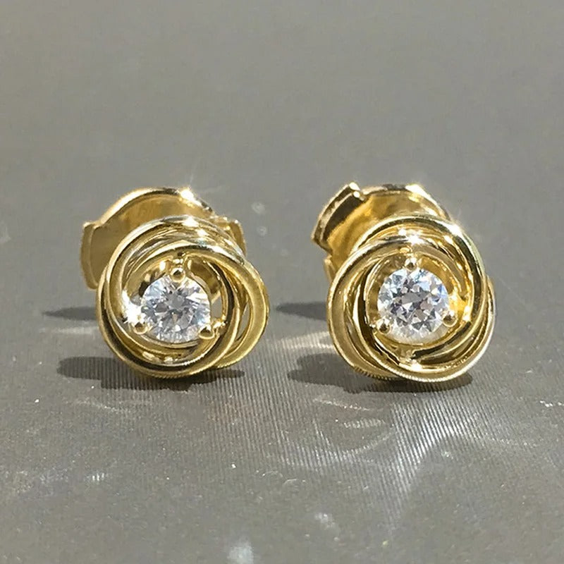 Gold Spiral Sparkle Earrings-EllyBoutique