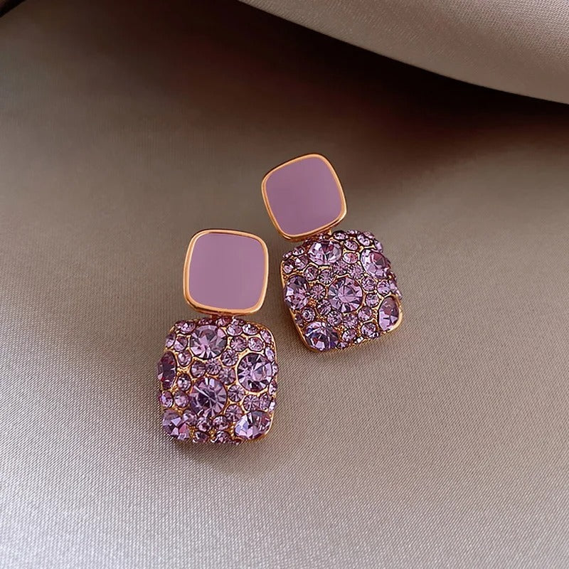 Sparkling Purple Retro Earrings-EllyBoutique