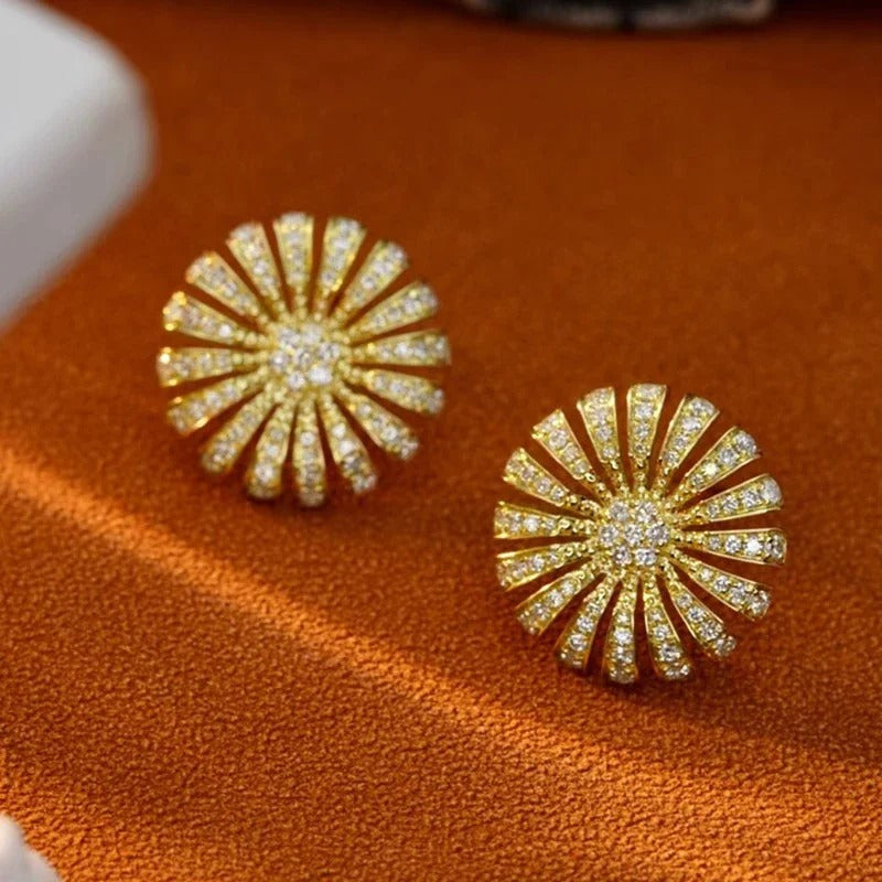 Vintage Gold Twinkle Petal Earrings-EllyBoutique