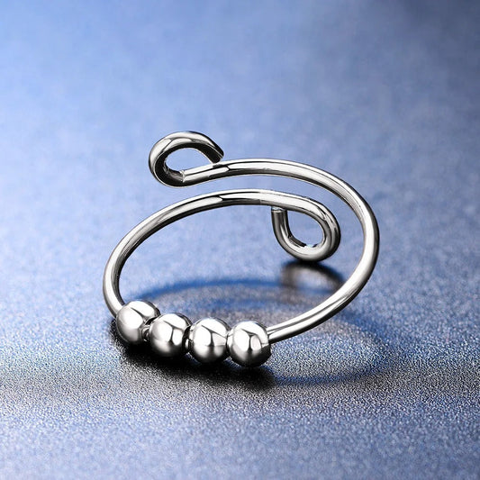 Vintage Silver Minimalist Swirl Adjustable Ring-EllyBoutique