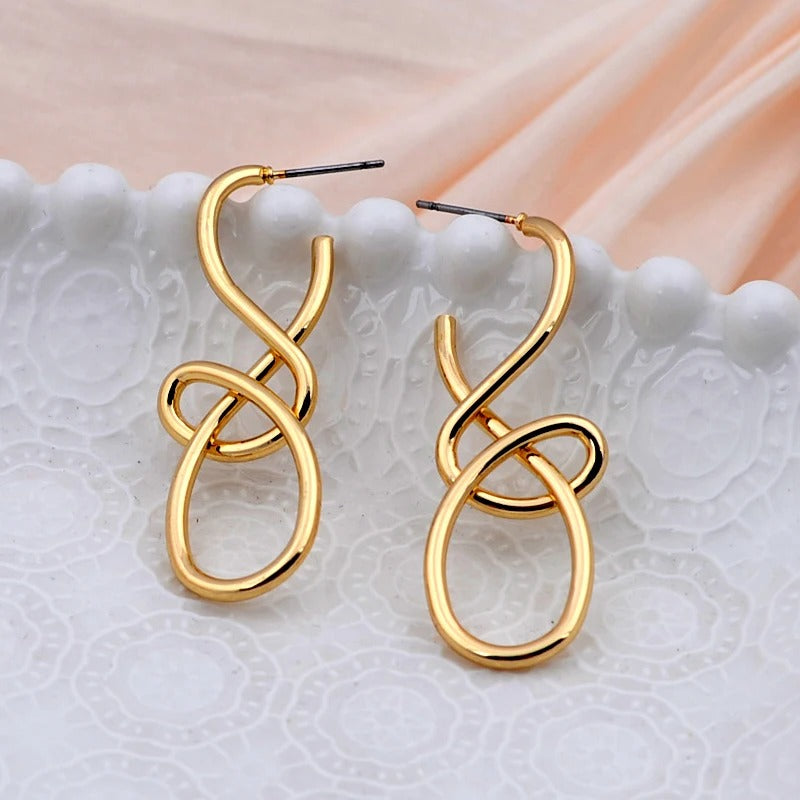 Vintage Gold Loop Twist Earrings-EllyBoutique